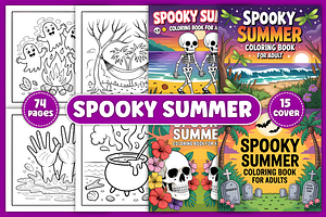 Spooky Summer Coloring Page, a Seasonal Illustration by Coco Bloom
