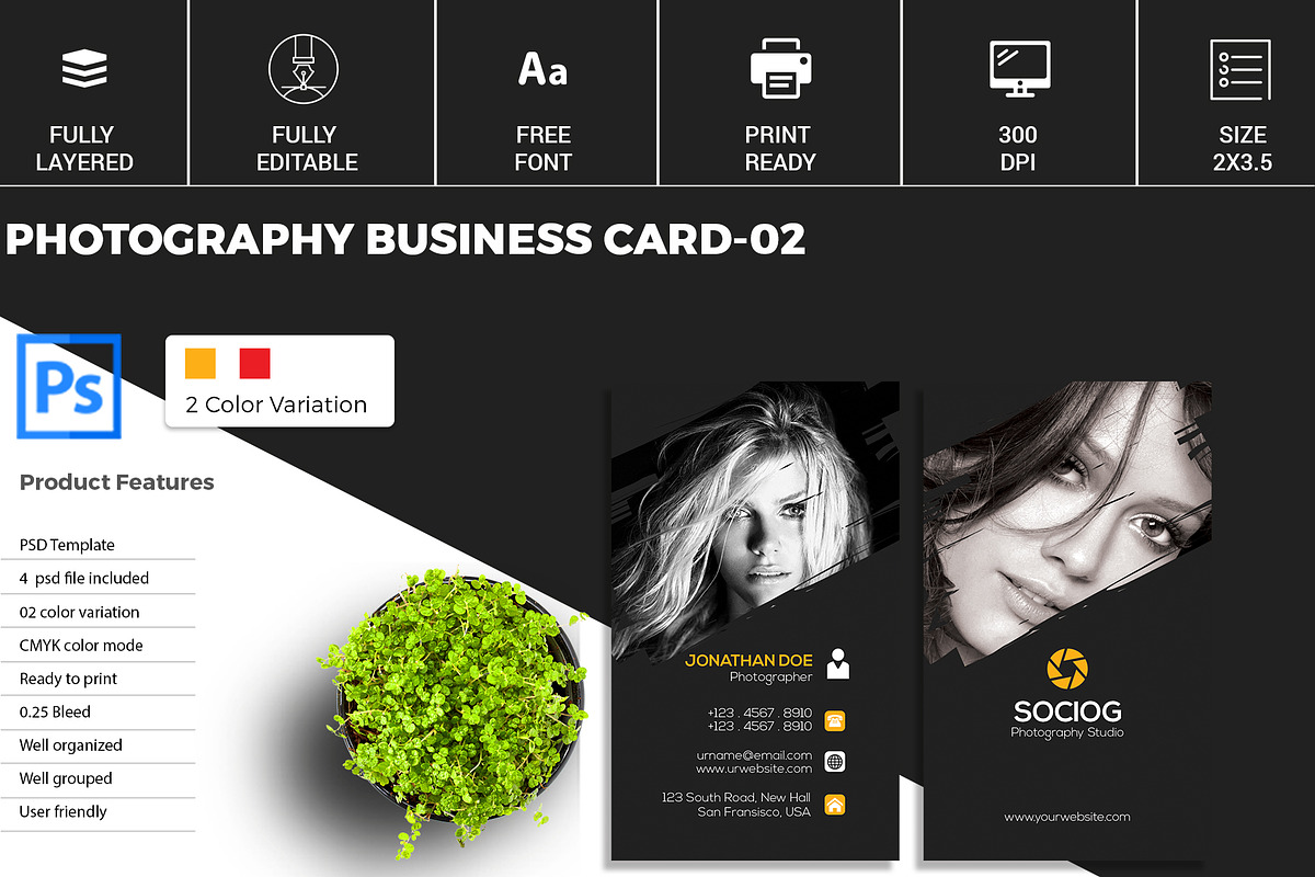Photography Business card-02, a Business Card Template by Shapnochura Design Studio (Photo 1 of 9)