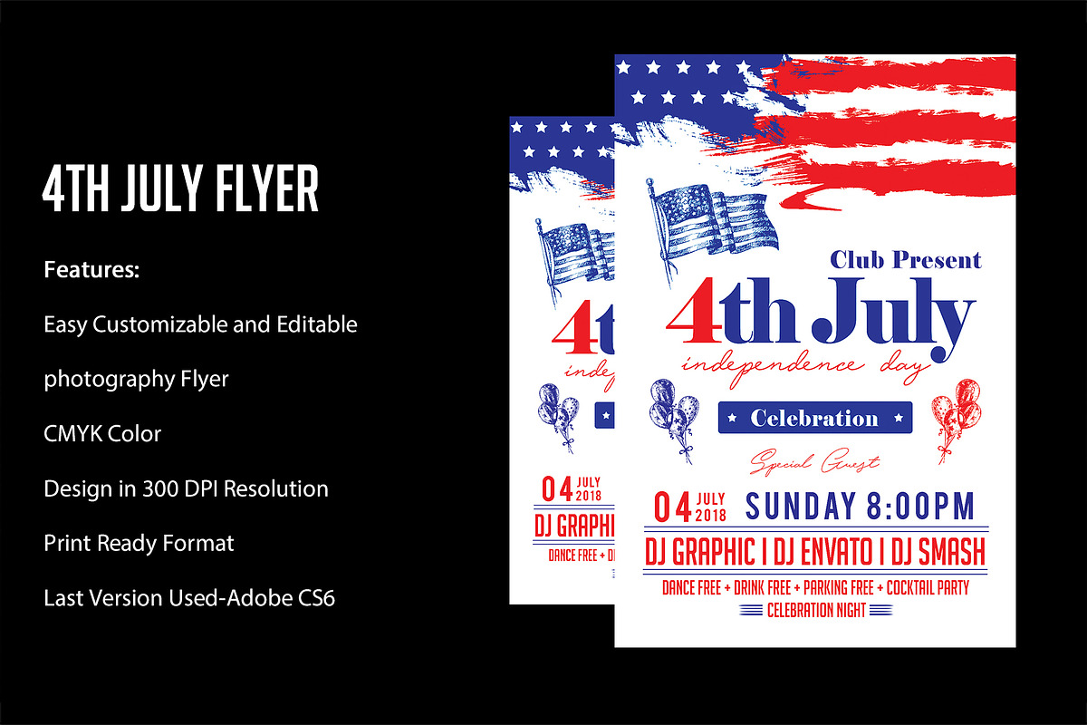 4th July Flyer Template, a Flyer Template by VaaniDesigns (Photo 1 of 2)