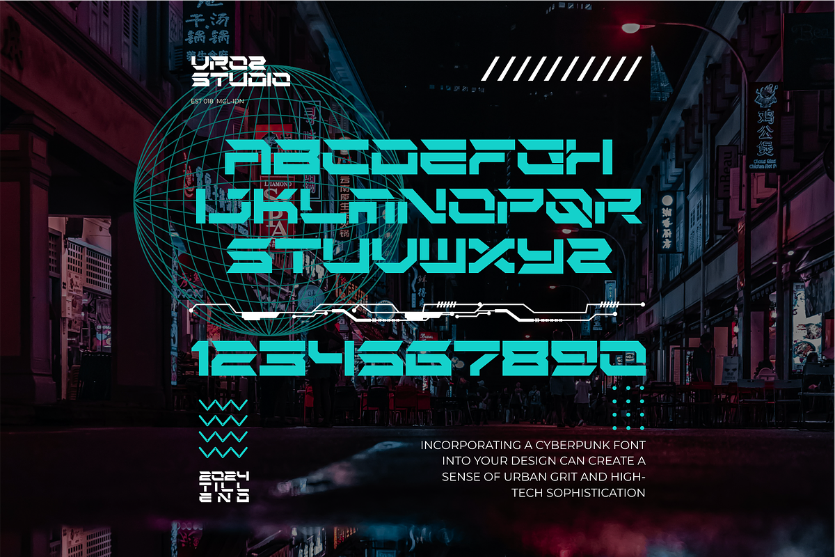 MOREXIN - Futuristic Cyberpunk Font, a Font by Vroz Studio (Photo 7 of 7)