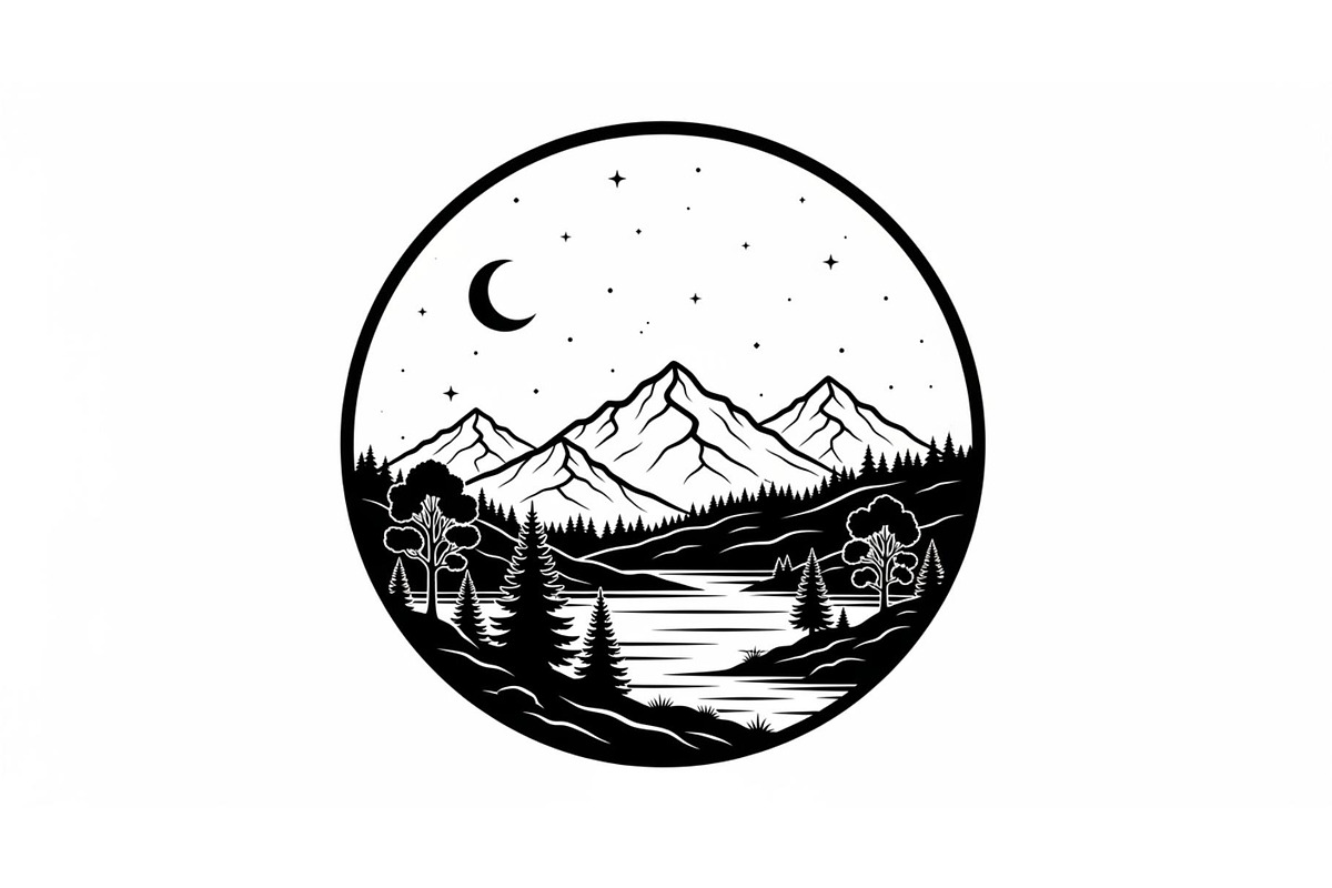 Circular Nature Landscape Silhouette, an Illustration by yasushie (Photo 35 of 51)