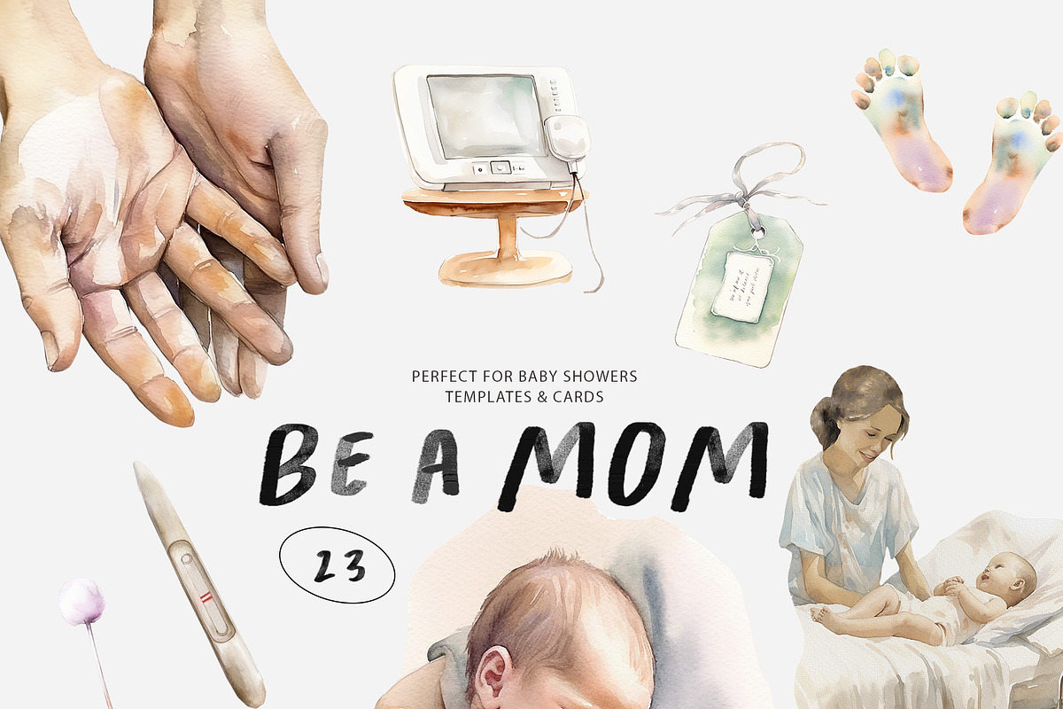 Motherhood Watercolor Collection, a Decorative Illustration by Sunshine Art (Photo 6 of 10)