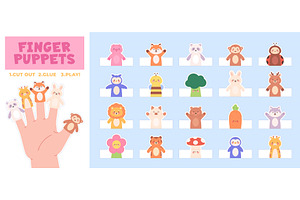Paper finger puppets. Funny toys for, an Illustration by LadadikArt