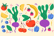 Doodle fruits & vegetables set, a Food Illustration by Thkatefox (Thumbnail 1 of 4)