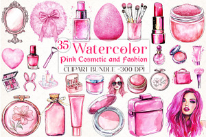 Pink Cosmetic and Fashion Clipart PN, an Illustration by Libby Wishes