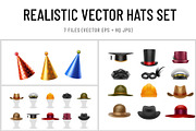 Realistic Vector Hats Set, an Object Graphic by Zonda (Thumbnail 1 of 8)