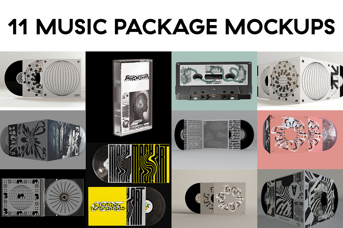 Music Package Mockups Bundle 40 PSDs, a Packaging Mockup by Jacober Design (Photo 3 of 60)