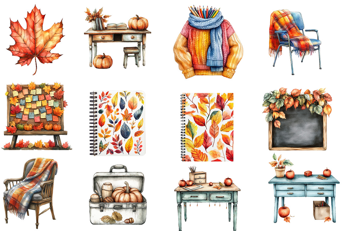 Autumn Back to School Clipart, a Seasonal Illustration by Designworld (Photo 2 of 6)