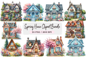 Spring House Clipart Bundle, an Illustration by DreamArtGraphic