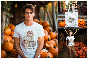 T-shirt And Totebag Halloween Mockup