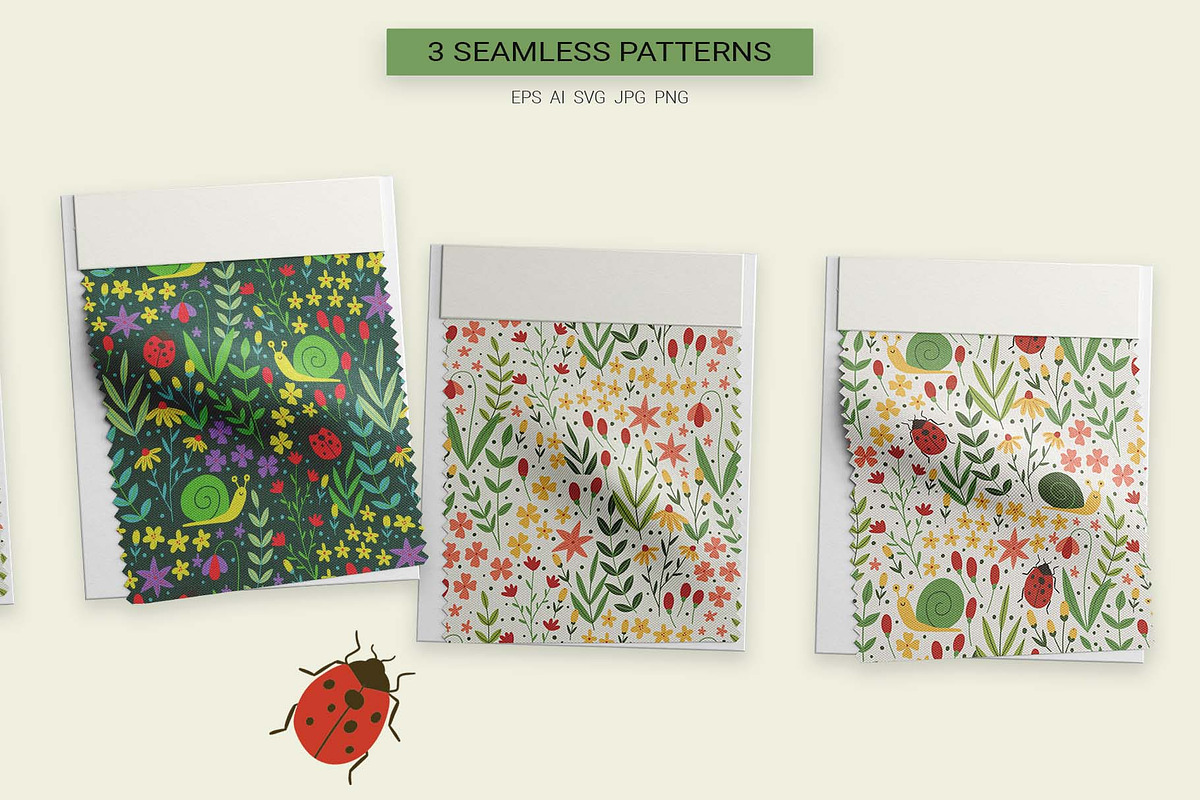 Snail & Ladybug Garden Set, a Pattern Graphic by Irina Ostapenko (Photo 3 of 5)