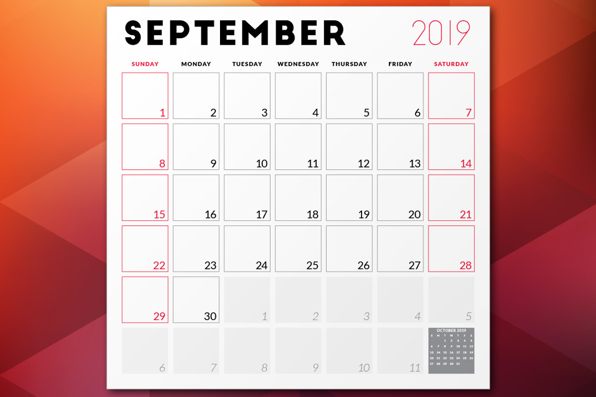 Monthly Planner 2019, a Stationery Template by AntartStock (Photo 3 of 4)