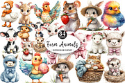Cute Farm Animals Watercolor Clipart, an Illustration by Watercolor design (Thumbnail 1 of 4)
