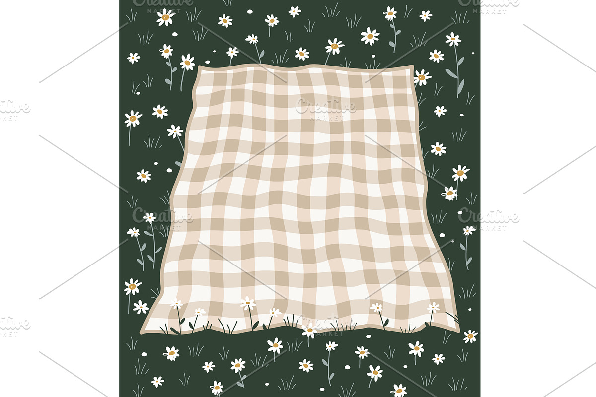 Checkered beige plaid rolled out on, an Illustration by Toltemara