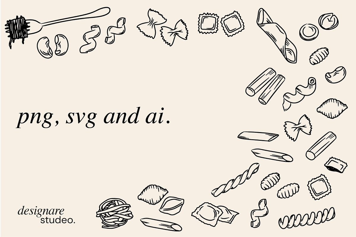 Italian Pastas Illustrations, a Decorative Illustration by ginni illustrations (Photo 6 of 6)