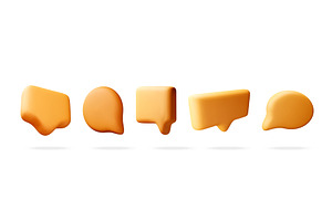 Yellow speech bubble set in 3d, an Object Illustration by Abscent