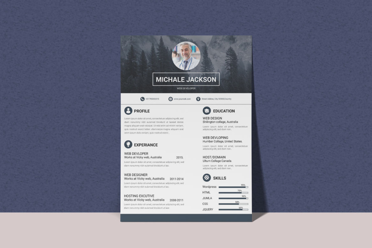 Modern Resume Design Template, a Resume Template by BrandlyTemplate (Photo 1 of 3)