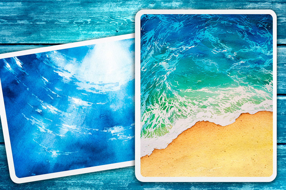 Seascapes. Watercolor illustrations., an Illustration by AlexGreenArt (Photo 8 of 9)