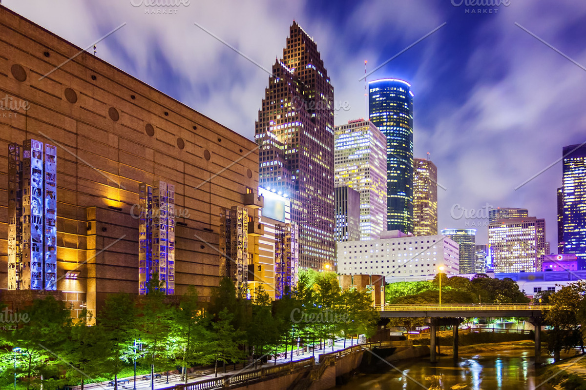 Houston, Texas Downtown Skyline at Night, a Photo by CrackerClips Stock Media (Photo 2 of 2)