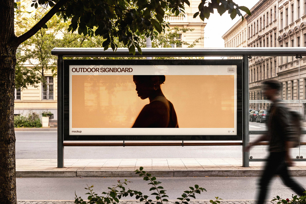 Horizontal Bus Stop Signboard Mockup, an Advertising Mockup by Design Squad (Photo 2 of 4)