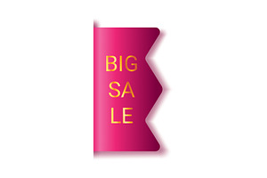 Ribbon sale, price tag vector
