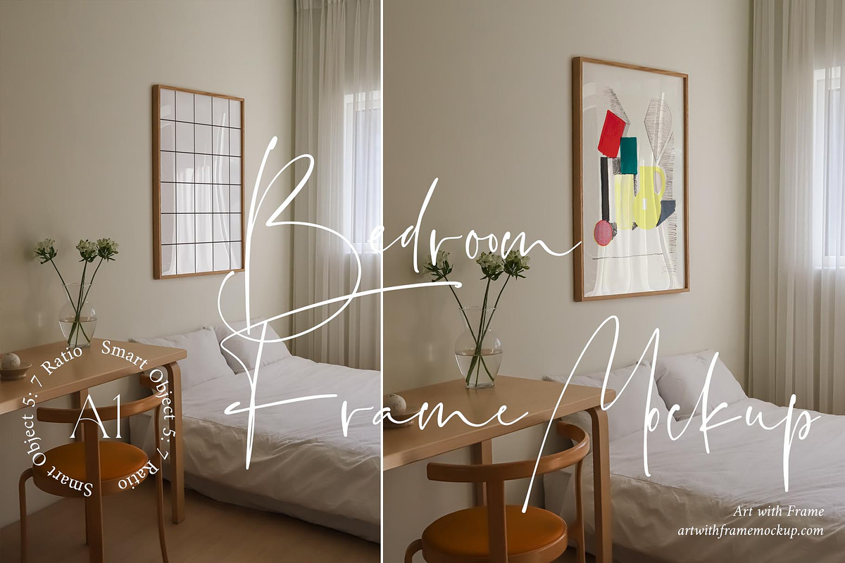 8 Bedroom Frame Mockup Set, a Product Mockup by ArtwithFrame (Photo 4 of 5)