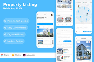 Property Listing Mobile App UI Kit, an UI Kit Template by Betush