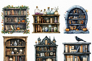 Watercolor Halloween Bookshelf PNG, an Illustration by Craft Nest (Thumbnail 2 of 6)
