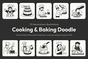 Cooking and Baking Doodle Icons, an Outline Icon by Vectors Market