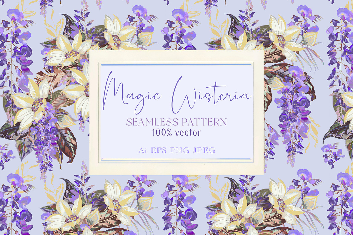 Magic wisteria vector patterns set, a Pattern Graphic by FleurArt (Photo 1 of 10)