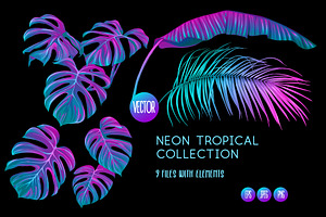 Tropical Neon Leaves