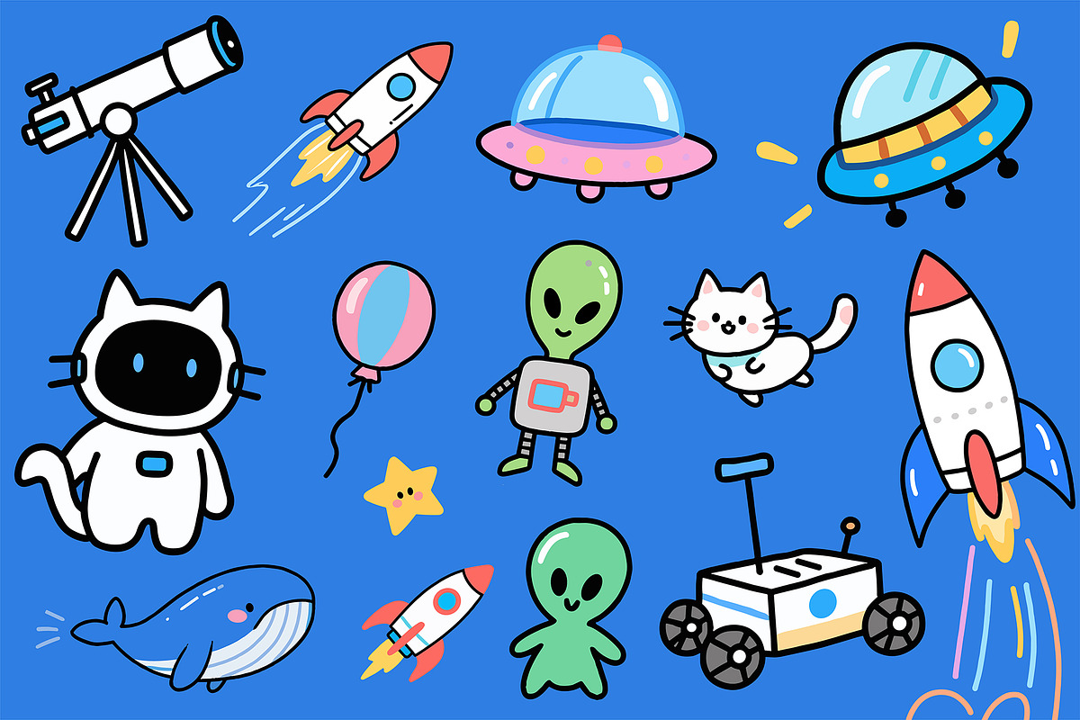 Cute Space Adventure Illustration, an Object Graphic by Housui Patterns (Photo 6 of 6)