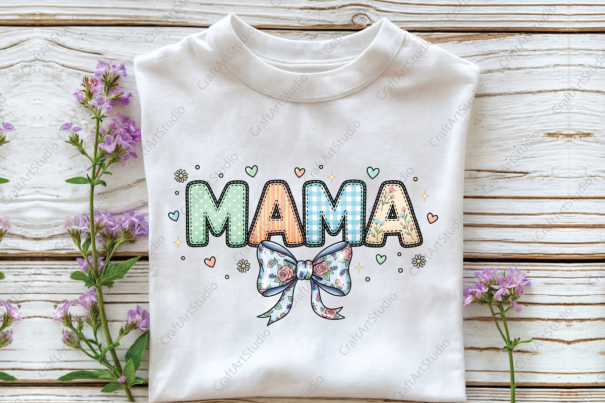Vintage Mama Floral Bow PNG, an Illustration by CraftArtStudio (Photo 2 of 4)