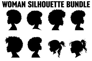 Woman Profile Silhouette Set, an Illustration by jahid234