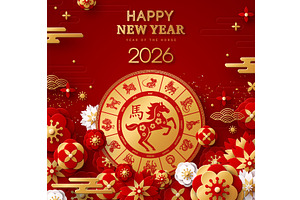 Chinese Happy New Year 2026, an Object Illustration by kotoffei