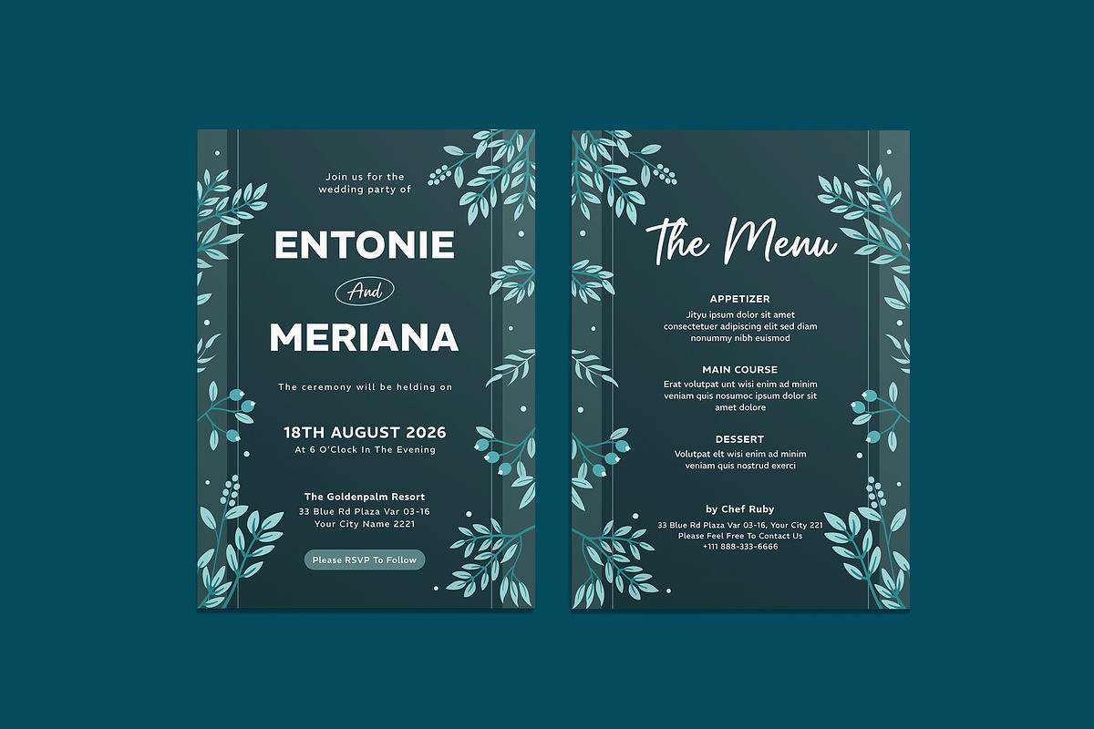 Elegance Wedding Invitation Template, an Invitation Template by iDoodle Studio (Photo 1 of 4)