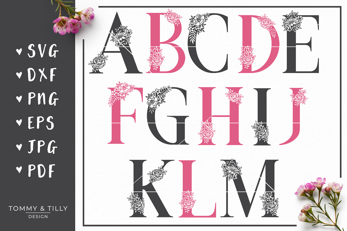 A-Z Floral Letters -Cut File Clipart, an Object Graphic by Tommy & Tilly Design (Photo 2 of 7)
