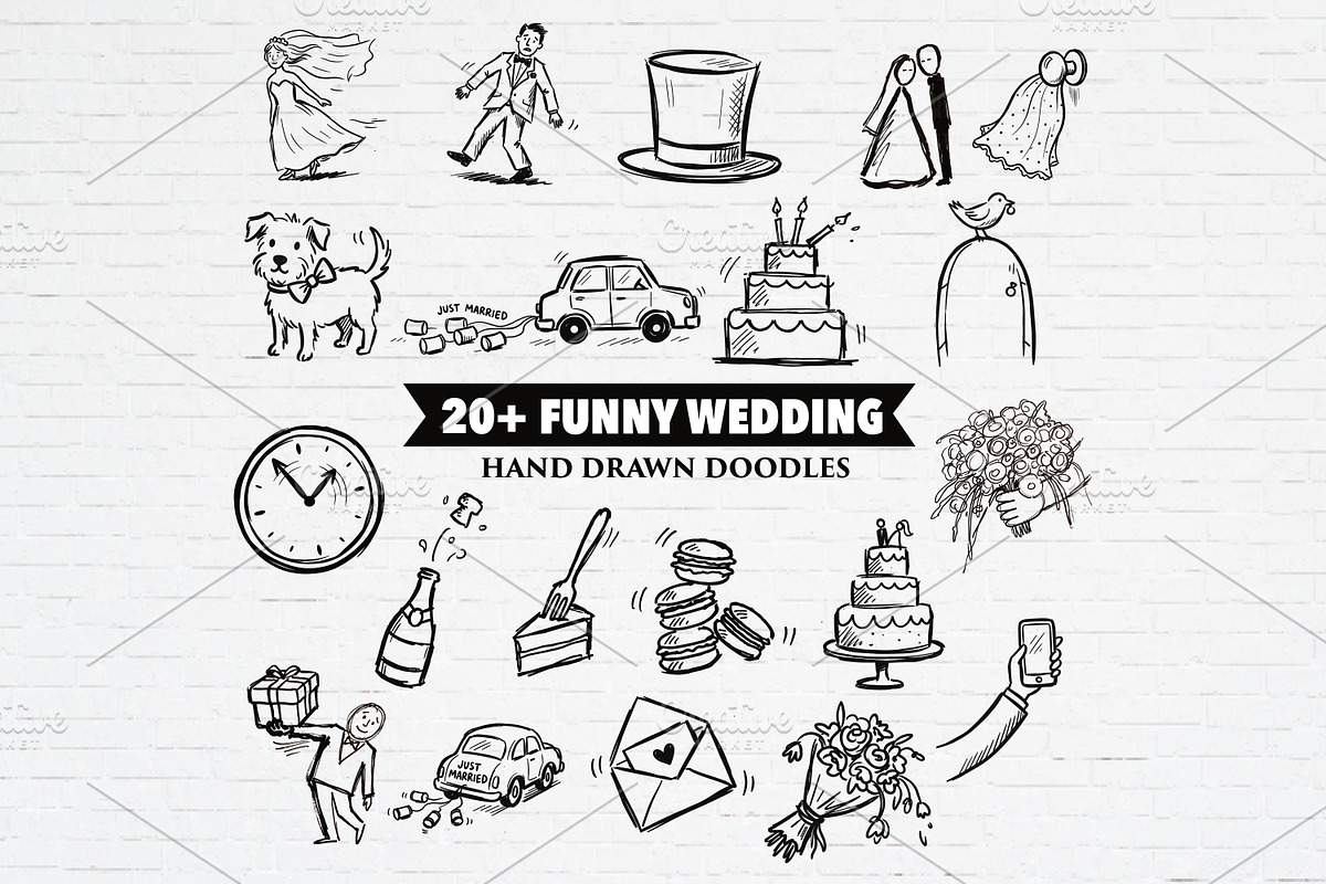 Funny Wedding Doodles Clipart, a Decorative Illustration by Guavanaboy (Photo 1 of 3)