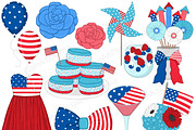 4th of July Bright Clipart, a Seasonal Illustration by GlamArtZhanna (Thumbnail 3 of 4)