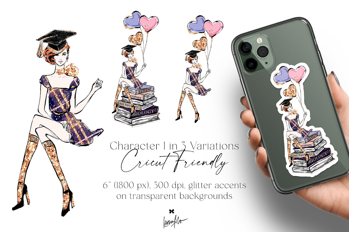 Graduation Clipart Fashion Girls PNG, an Education Illustration by KaramfilaS (Photo 2 of 6)