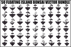50 Floating Island Bonsai Vector Bun, an Illustration by Designs_River