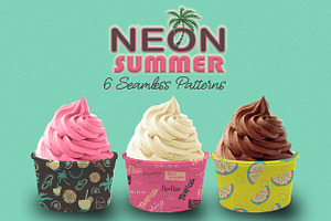 Neon Summer Seamless Patterns