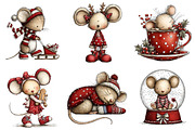 Whimsical Christmas Mouse Clipart, an Illustration by Craft Nest (Thumbnail 9 of 10)