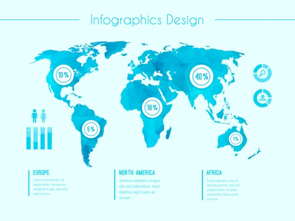 World map infographic template, an Illustration by Microvector