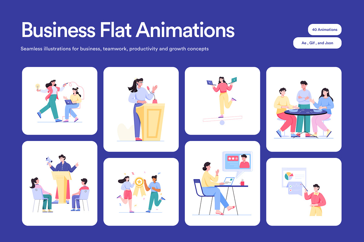 40 Animated Business Flat, a Finance Illustration by Brickclay (Photo 1 of 4)