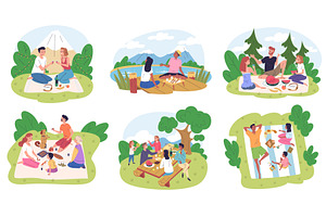 People picnic on nature. Family and, a Person Illustration by Stock-Smart-Start