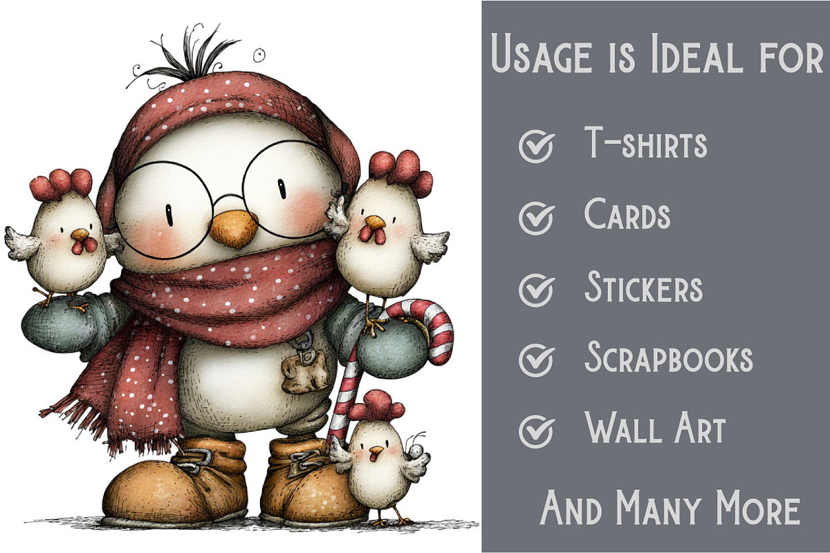Christmas Crazy Chicken Lady Clipart, an Illustration by Pixels.Craft (Photo 3 of 6)
