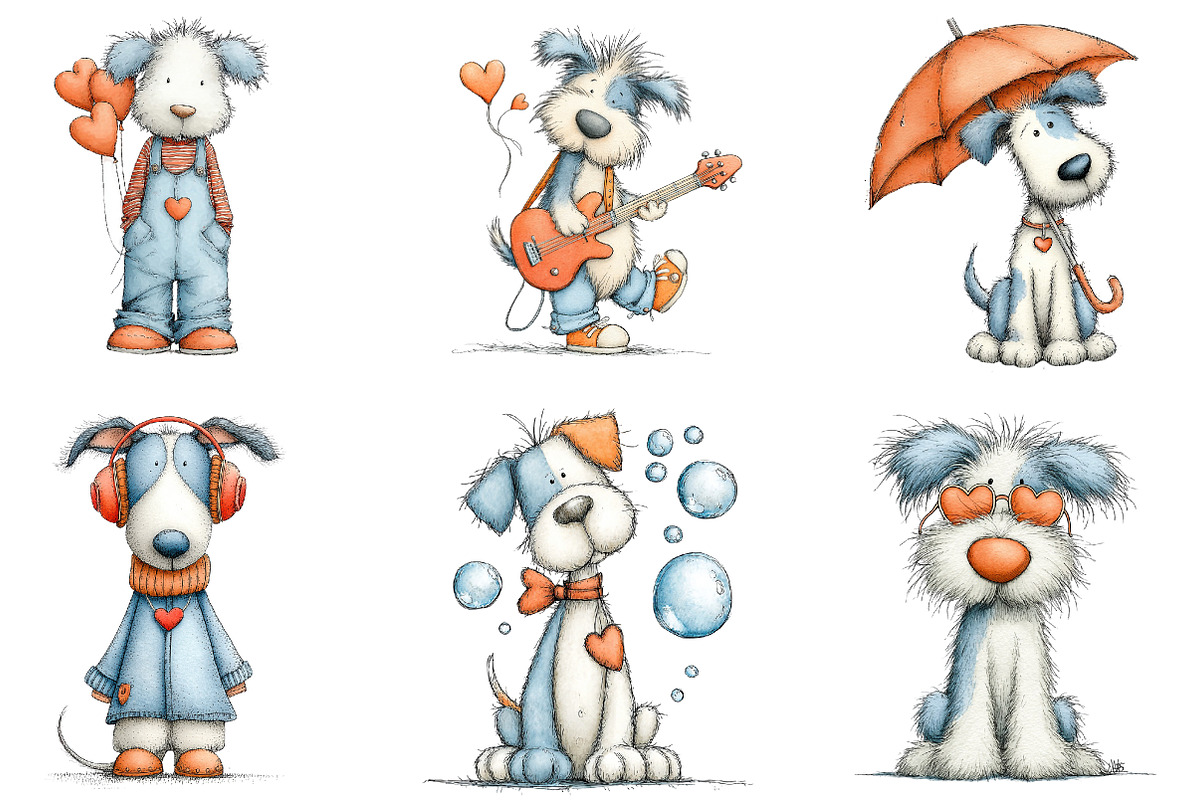 cute-whimsical valentine fluffy dogs, an Illustration by CreationArt (Photo 4 of 5)