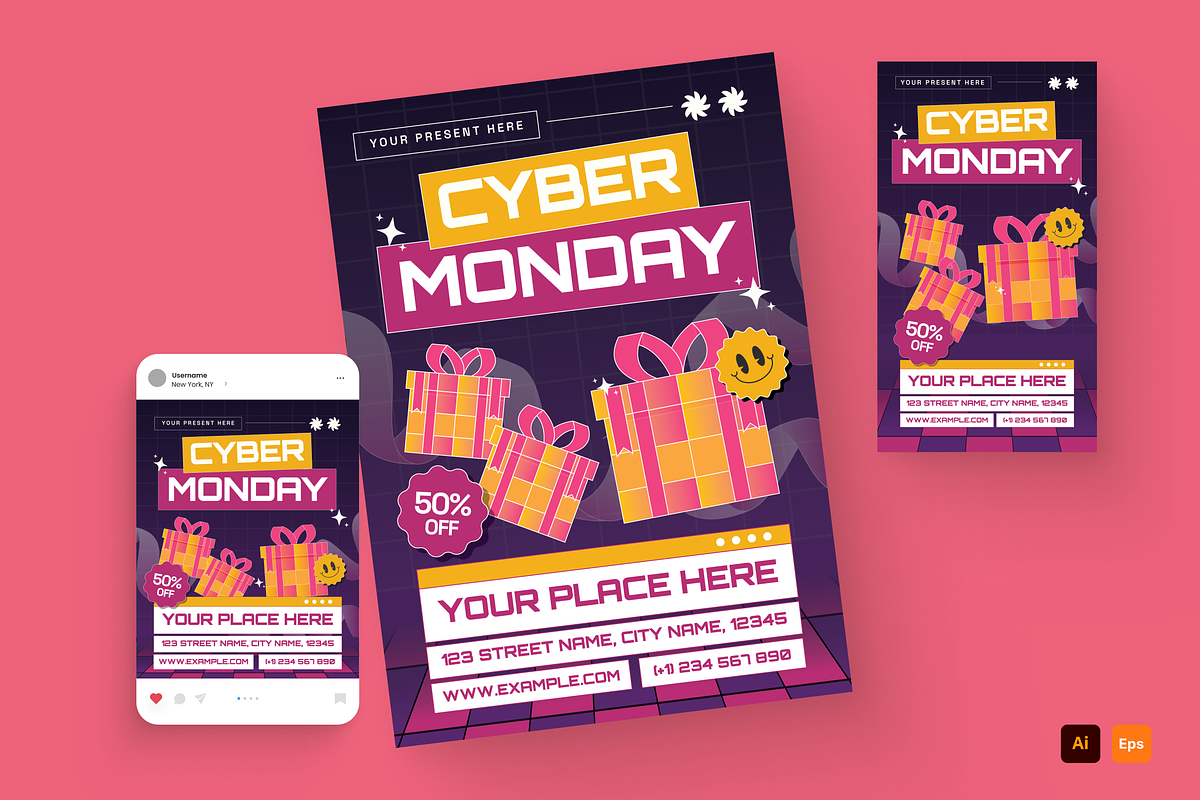 Cyber Monday Tech Sale Flyer Set, a Flyer Template by MMPixelCraft (Photo 1 of 4)