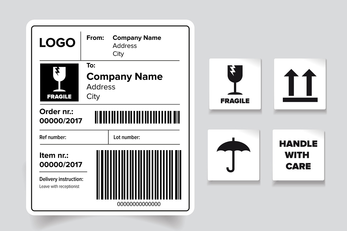 Shipping barcode label set, an Illustration by Lin´s